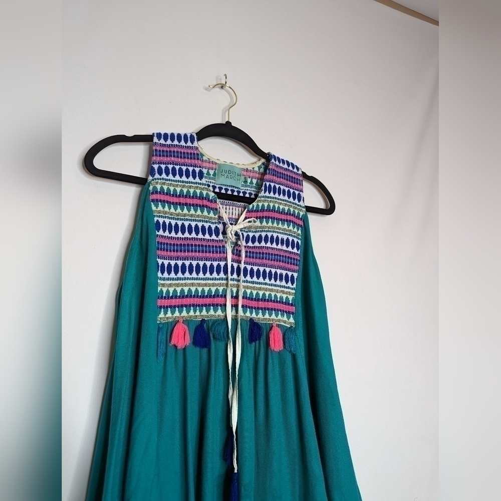 Judith March Teal Embroidered Tassel Tank - Picture 5 of 12
